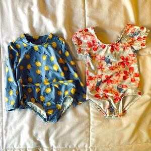 Carters 9m swim suit bundle - one piece and rash-guard 2 piece